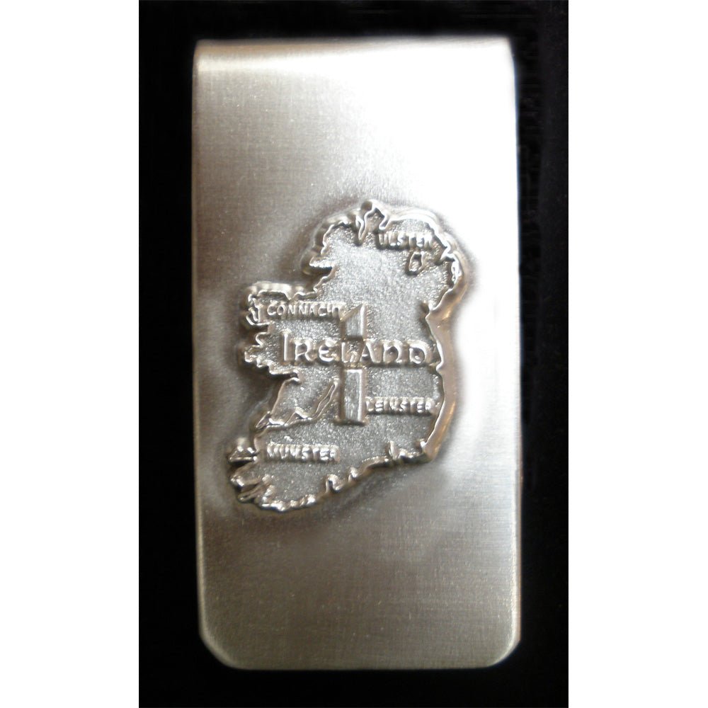 Brushed Pewter Map of Ireland Money Clip - The Celtic Gift Store - Apparel & Accessories
