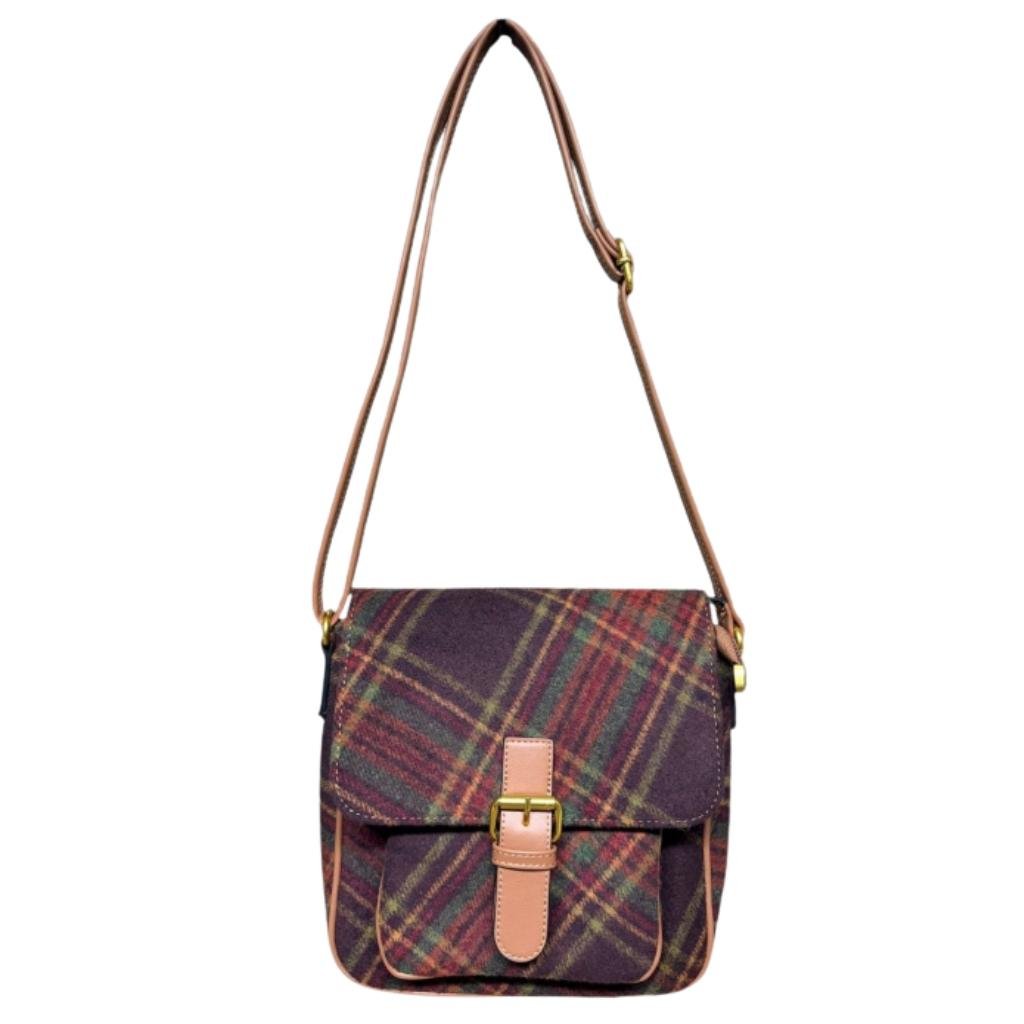 Burgundy Tweed Crossbody Bag