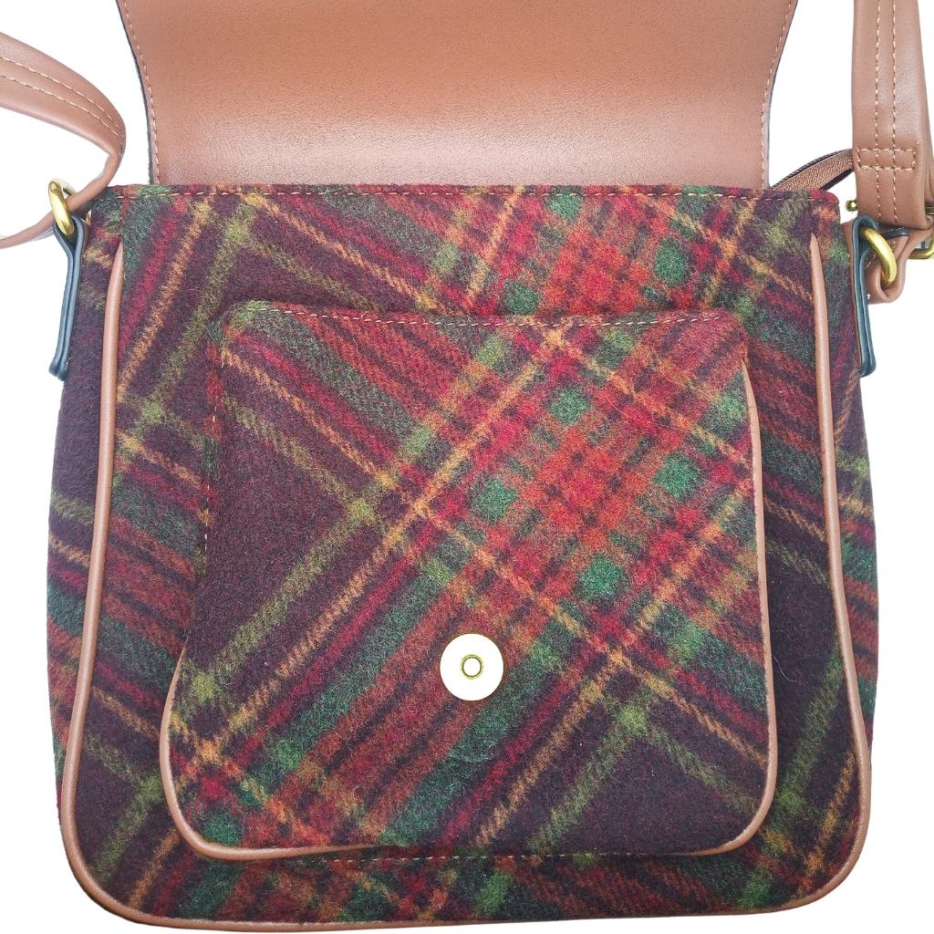 Burgundy Tweed Crossbody Bag