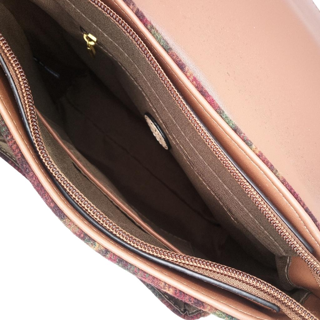 Burgundy Tweed Crossbody Bag