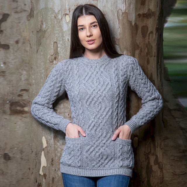 Cable Knit Crew Sweater - The Celtic Gift Store - 