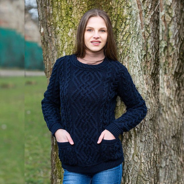Cable Knit Crew Sweater - The Celtic Gift Store - 