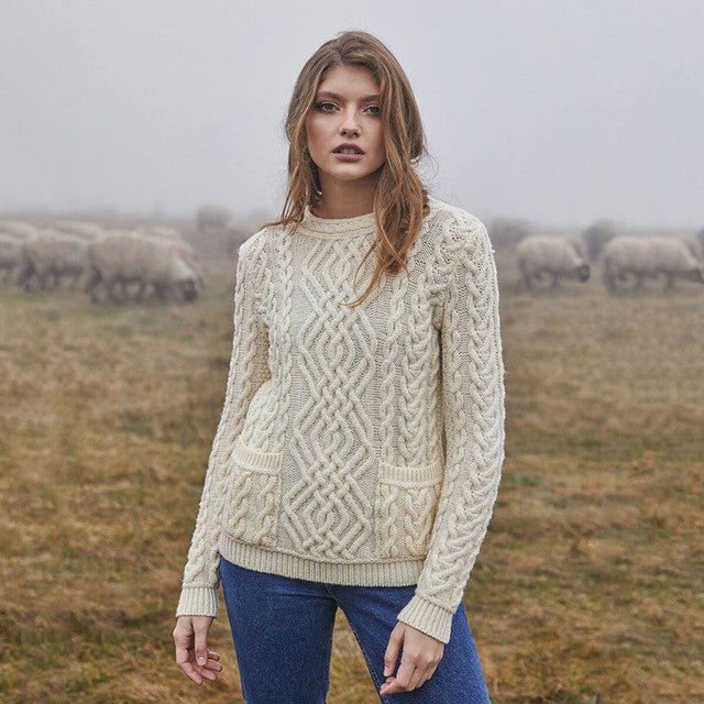 Cable Knit Crew Sweater - The Celtic Gift Store - 