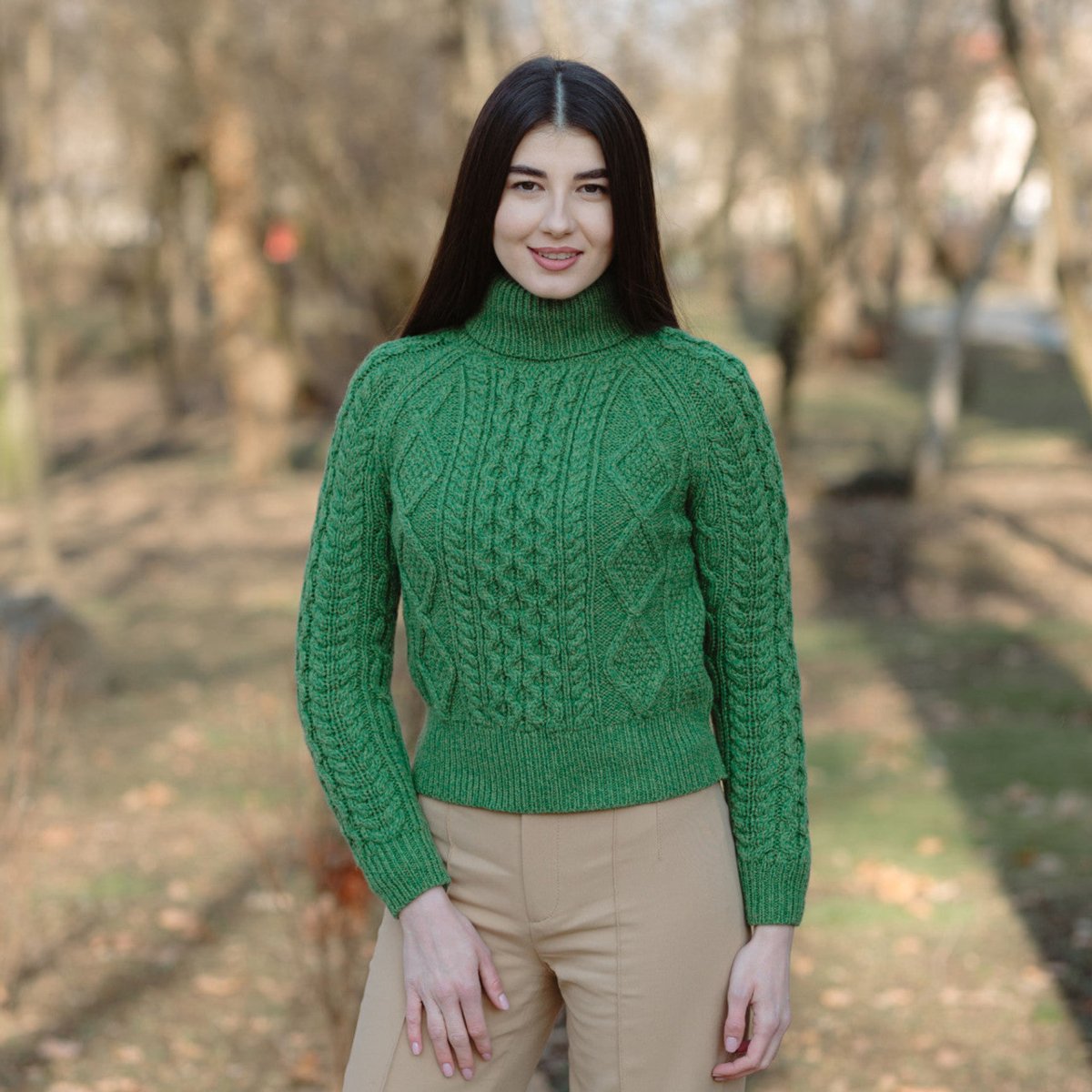 Cable Knit Turtle Neck Sweater - The Celtic Gift Store - 