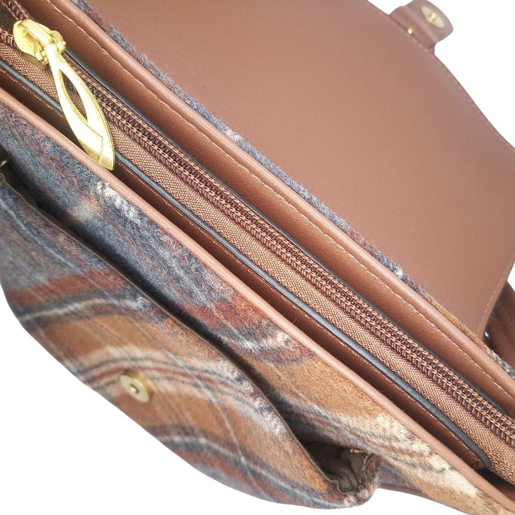 Camel Tweed Crossbody Bag