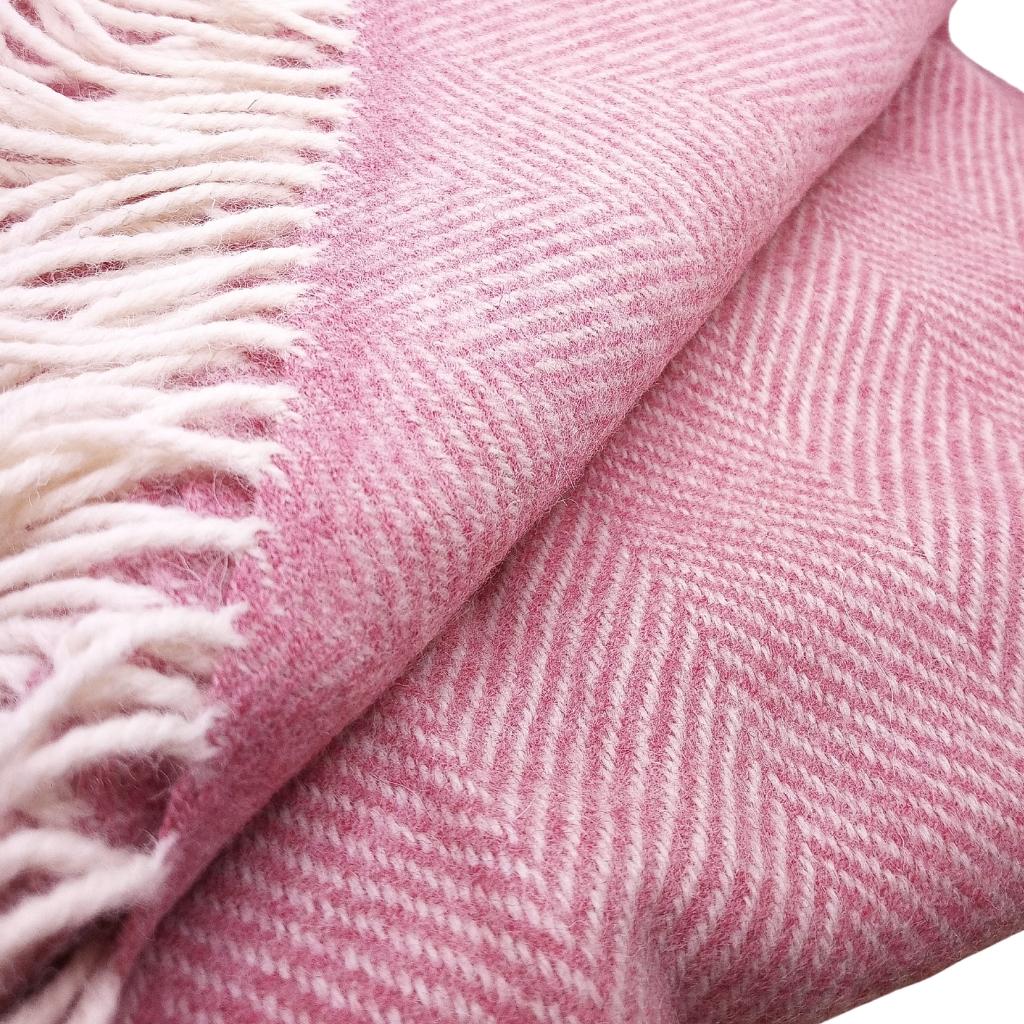 Candy Pink Mini McNutt Wool Throw by McNutt Of Donegal - Blankets and Bedding