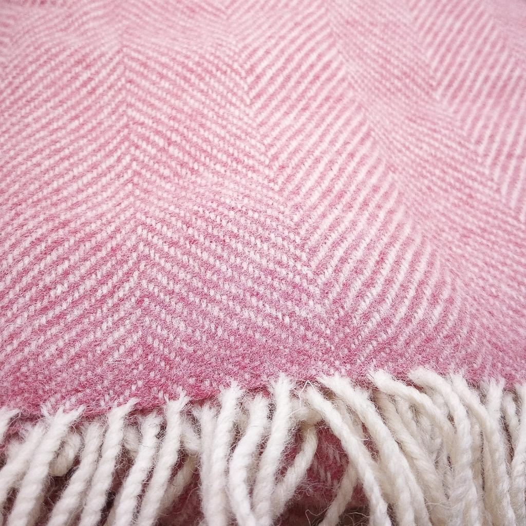 Candy Pink Mini McNutt Wool Throw by McNutt Of Donegal - Blankets and Bedding