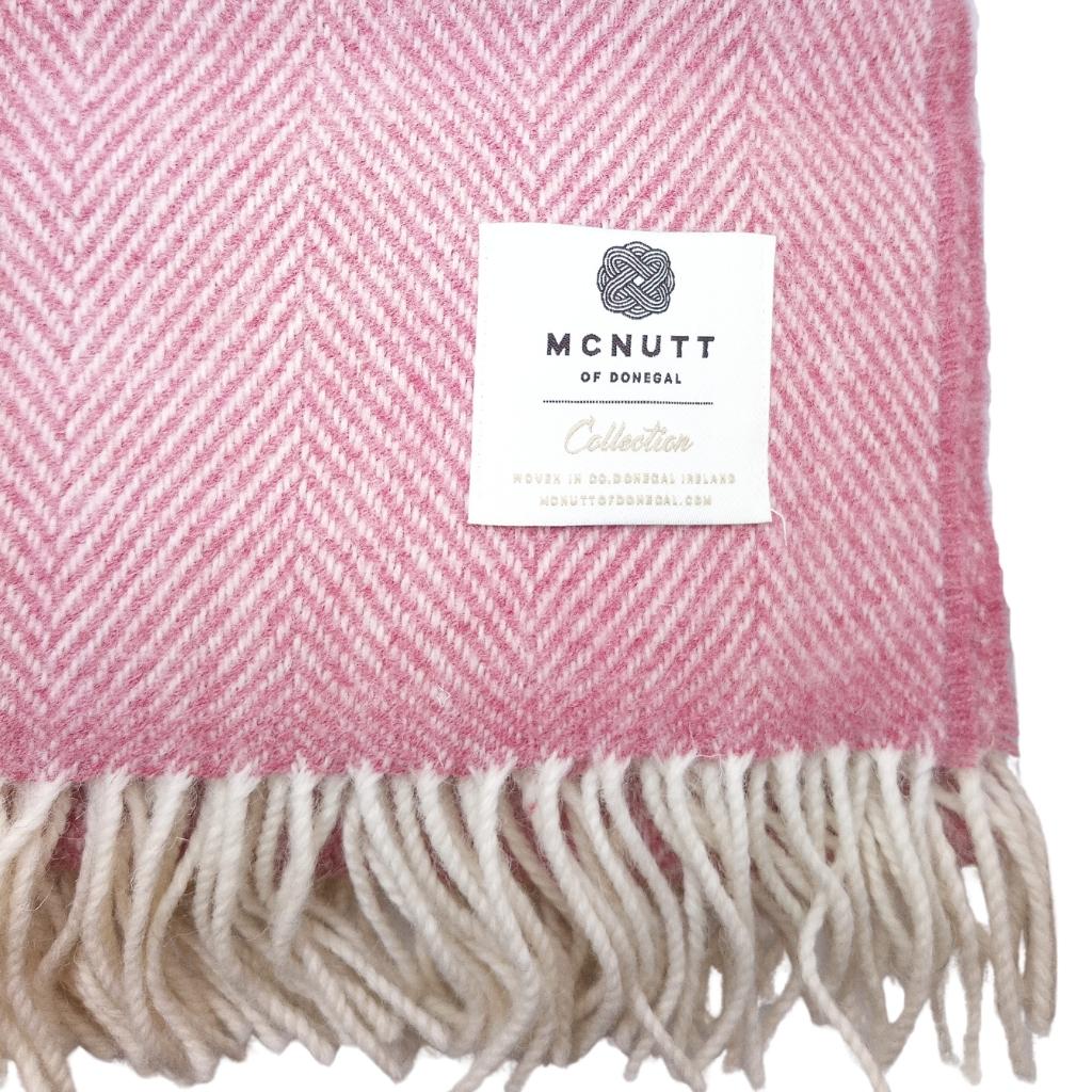 Candy Pink Mini McNutt Wool Throw by McNutt Of Donegal - Blankets and Bedding