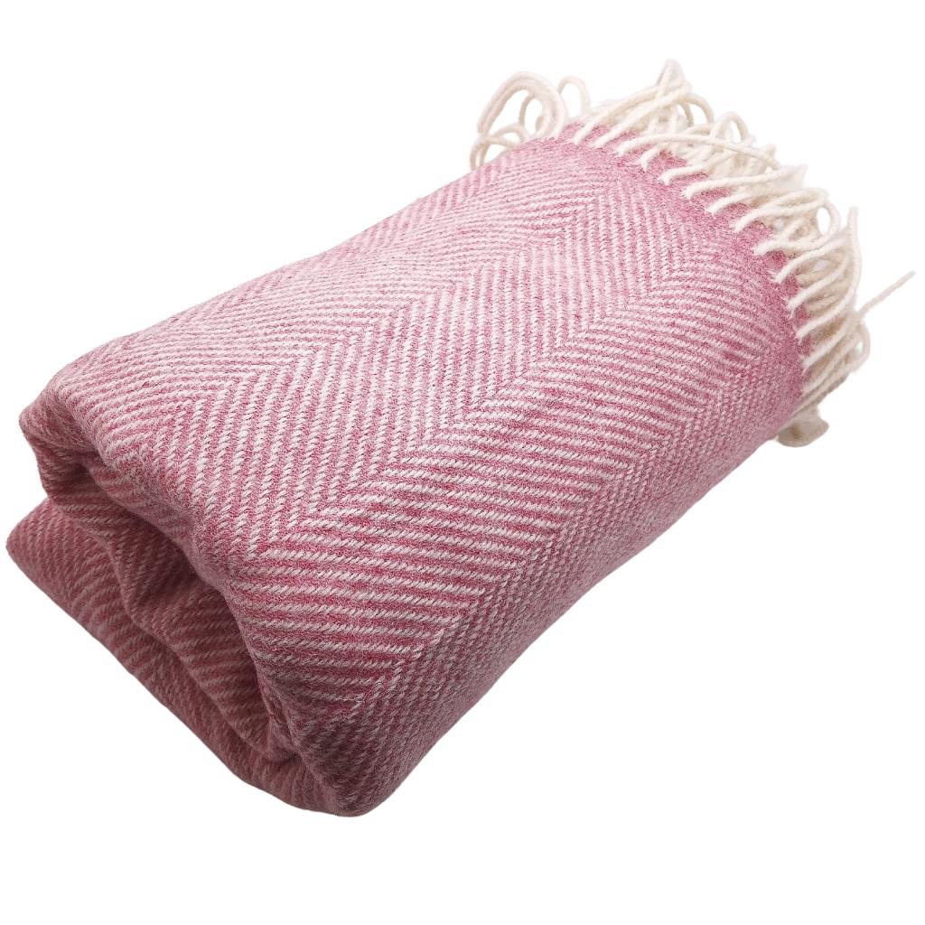 Candy Pink Mini McNutt Wool Throw by McNutt Of Donegal - Blankets and Bedding