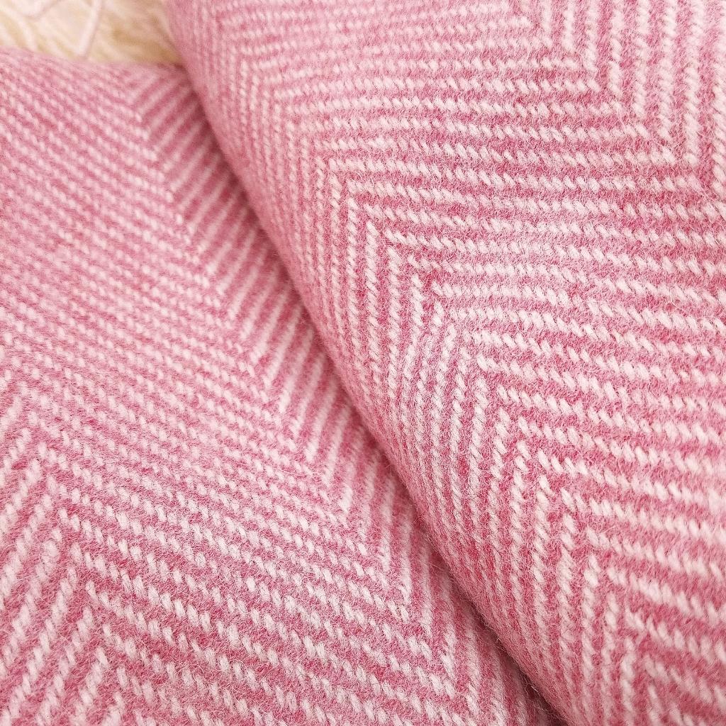 Candy Pink Mini McNutt Wool Throw by McNutt Of Donegal - Blankets and Bedding
