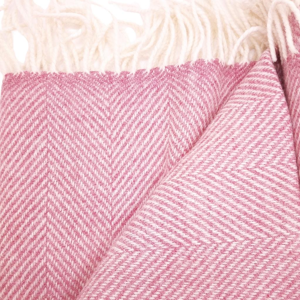 Candy Pink Mini McNutt Wool Throw by McNutt Of Donegal - Blankets and Bedding