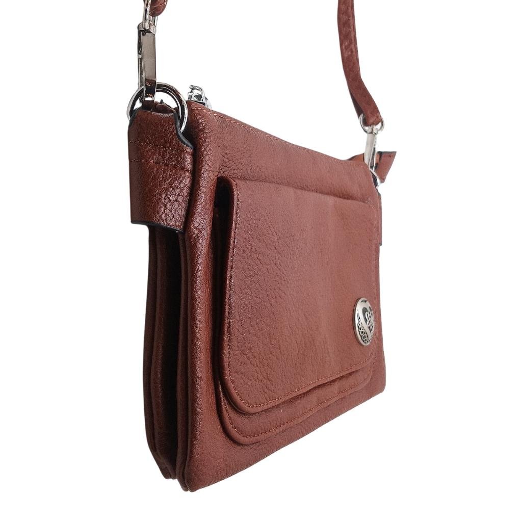 Celtic Heart Trinity Knot Cell Phone Pocket Bag - Camel Brown