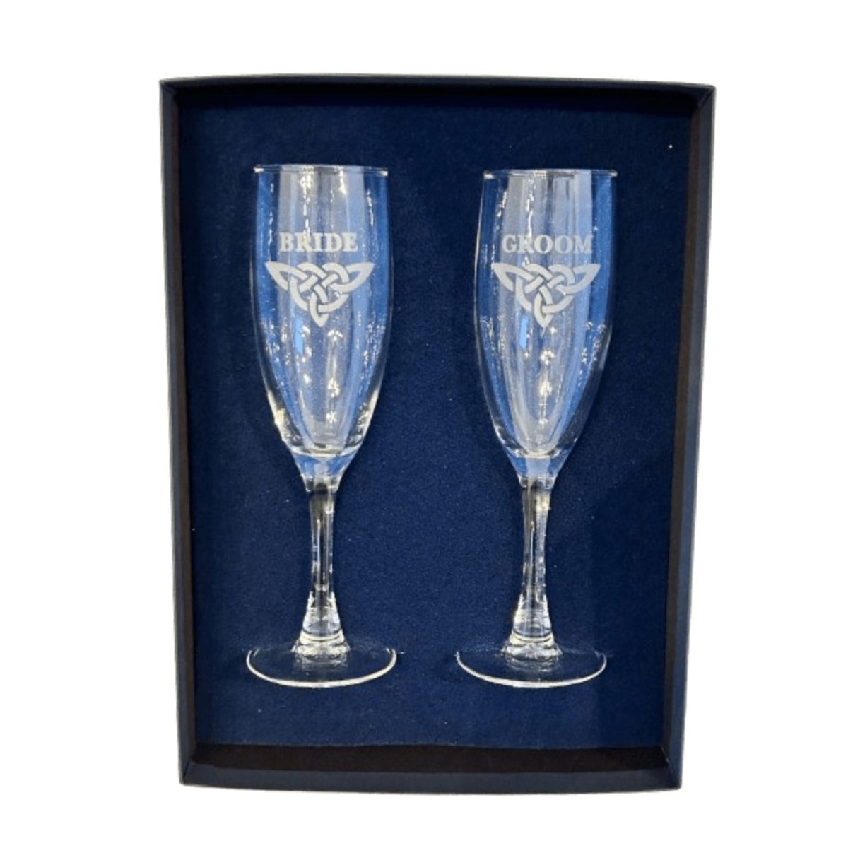 Celtic Knot Bride and Groom Champagne Flutes - The Celtic Gift Store - Drinkware