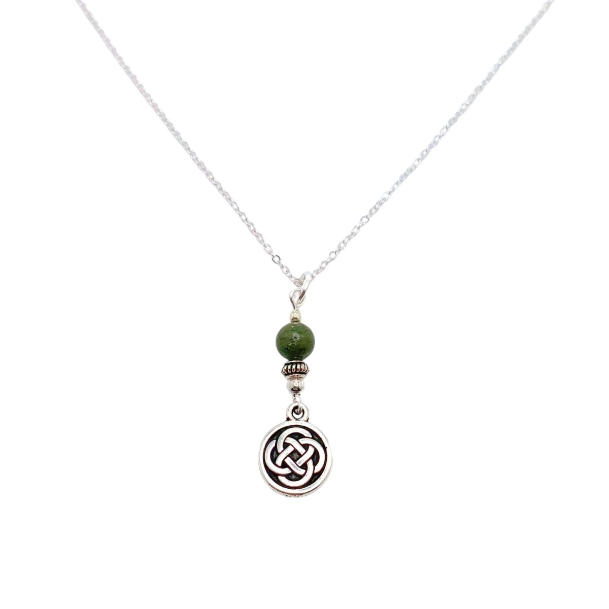 Celtic Knot Disc with Connemara Marble Necklace - The Celtic Gift Store - Jewelry