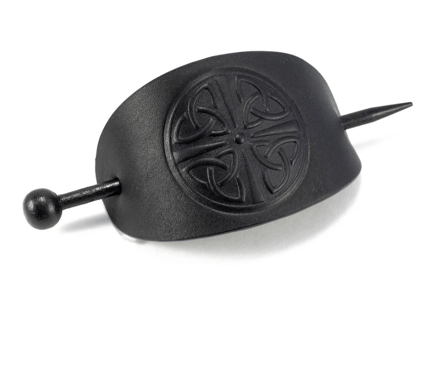 Celtic Knot Leather Hair Slide - Black - The Celtic Gift Store - Hair Accessories