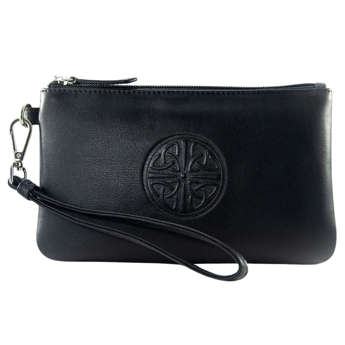 Celtic Knot Leather Wristlet - Black