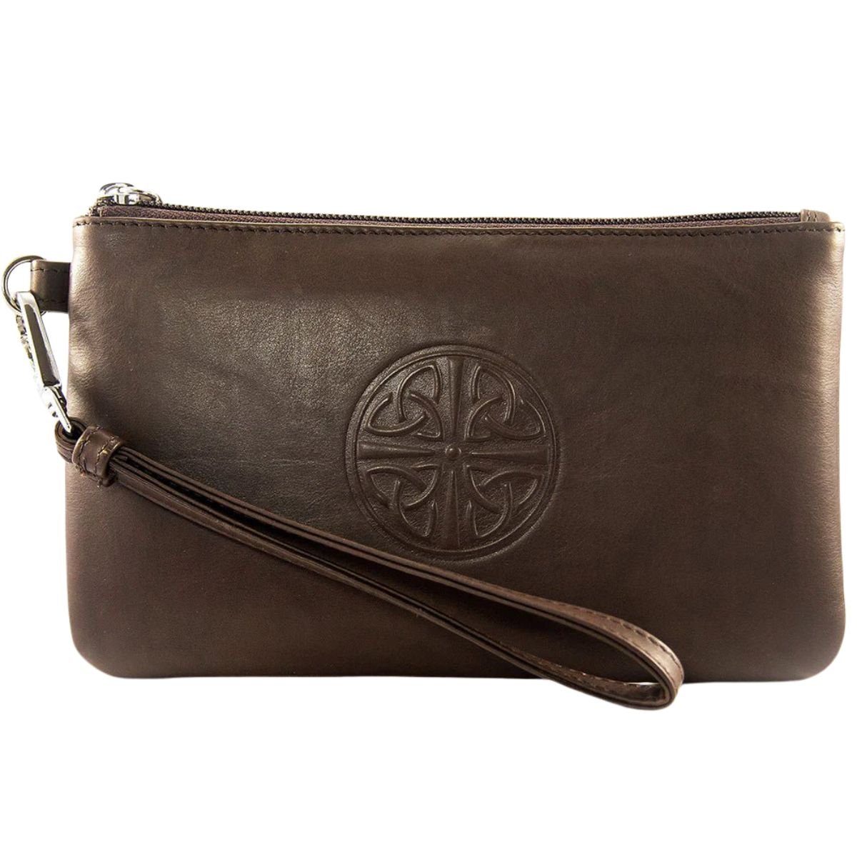 Celtic Knot Leather Wristlet - Brown