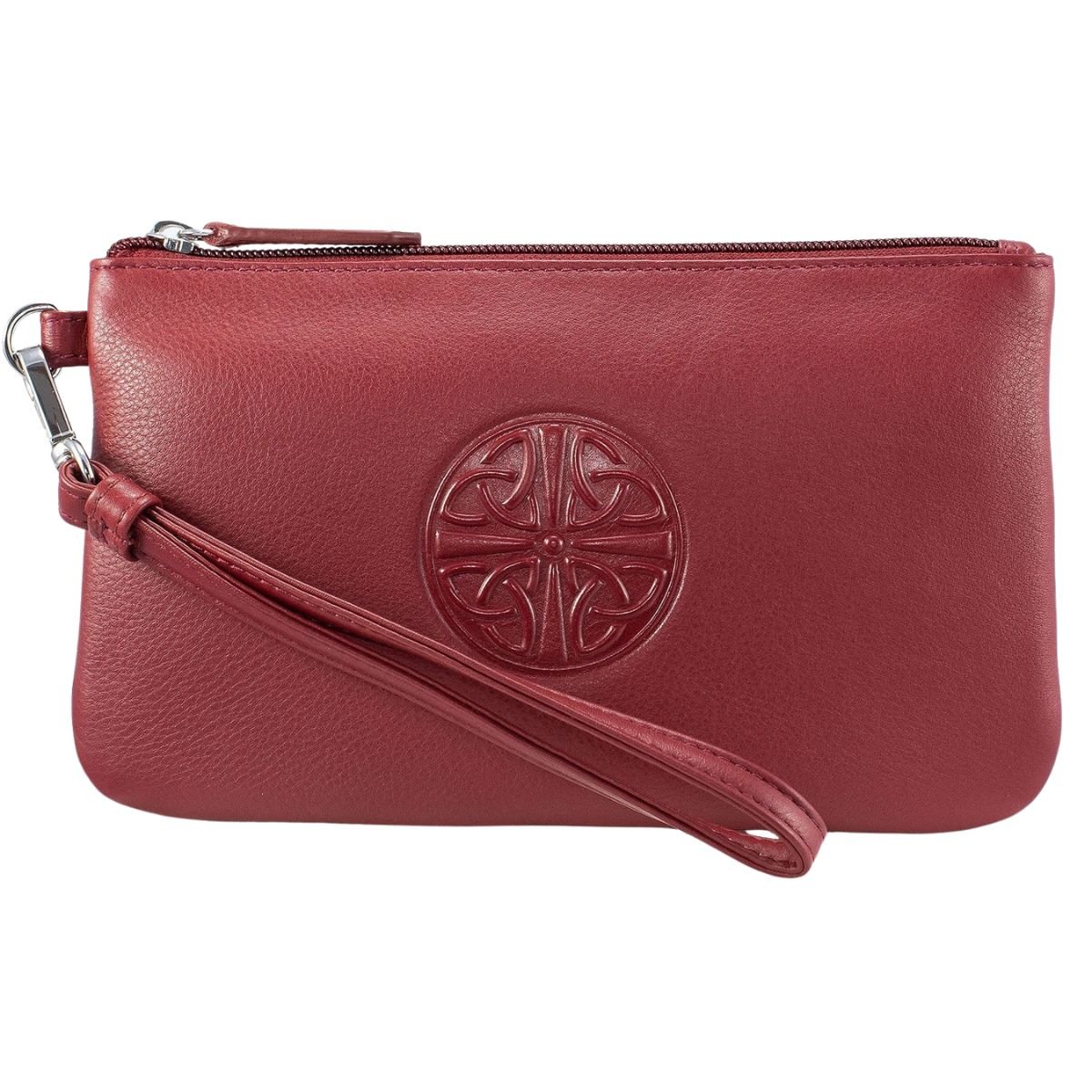 Celtic Knot Leather Wristlet - Merlot