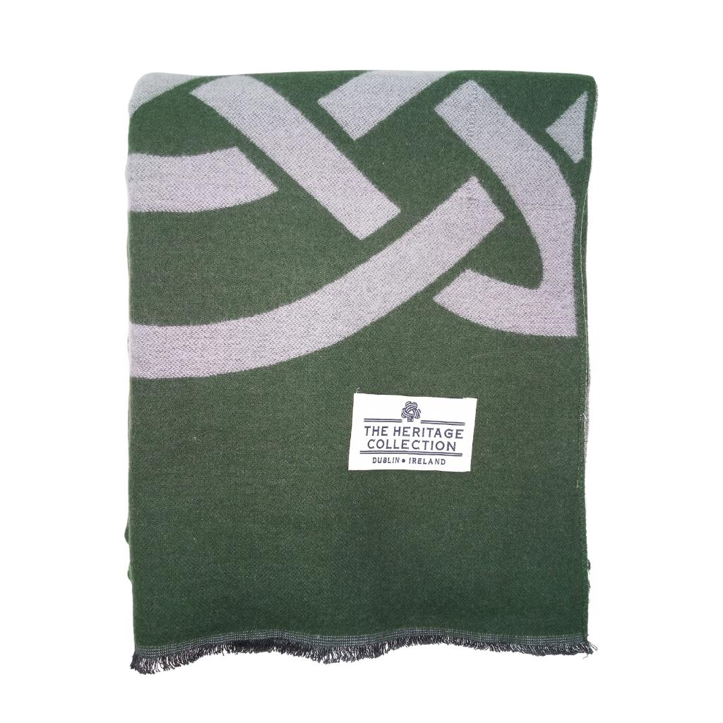 Celtic Knot Two-Toned Scarf - Dark Green and Grey by Celtic Ore - Scarves & Shawls