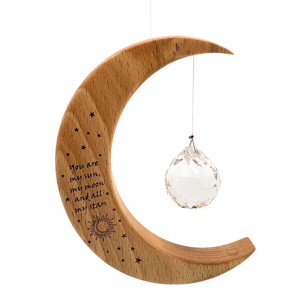 Celtic Moon Suncatcher- Crystal Sphere Moon and Stars (Medium) - The Celtic Gift Store - Gifts