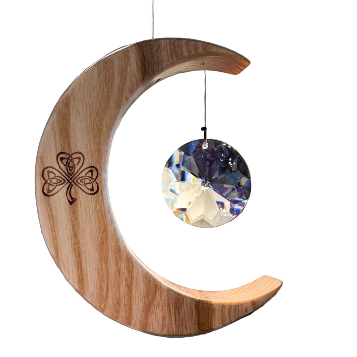 Celtic Moon Suncatcher - Crystal Sun and Shamrock (Medium)