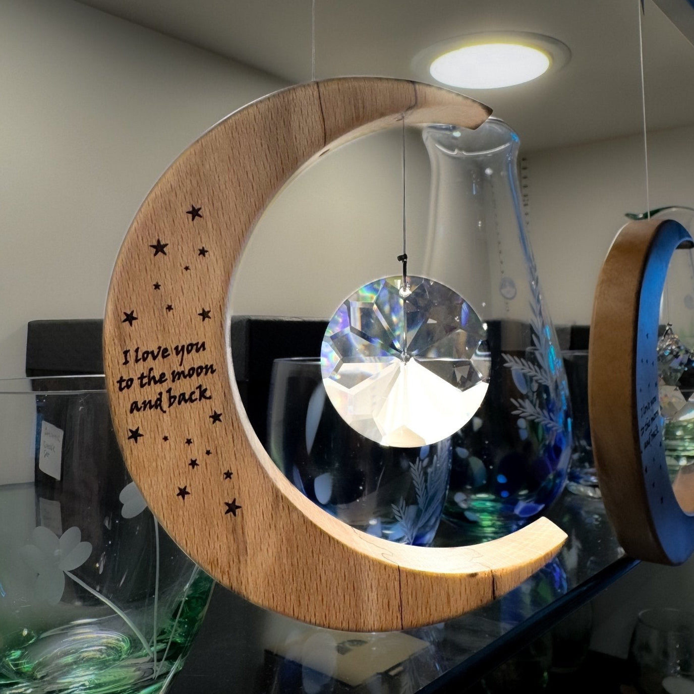 Celtic Moon Suncatcher - Crystal Sun Moon and Back (Medium) - The Celtic Gift Store - Decor