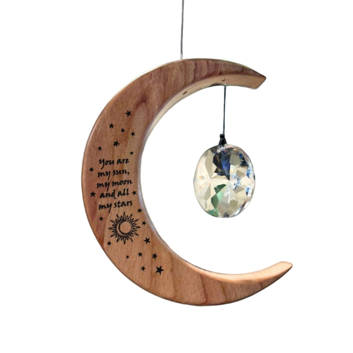 Celtic Moon Suncatcher - Crystal Sun Moon and Stars (Medium)