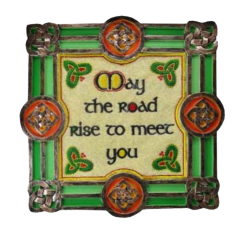 Celtic Threads May The Road Rise Embroidered Wall Plaque - The Celtic Gift Store - Decor