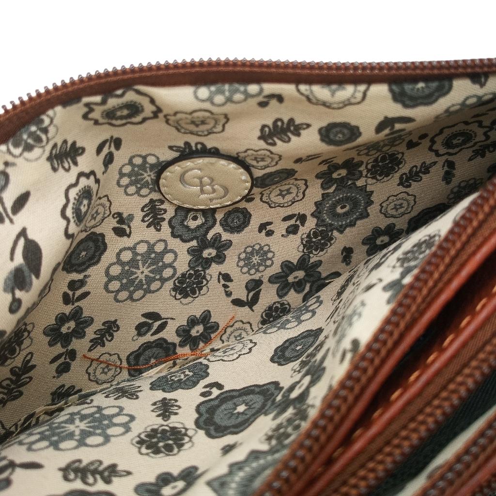 Celtic Tree of Life Tri Zip Pocket Bag - Camel