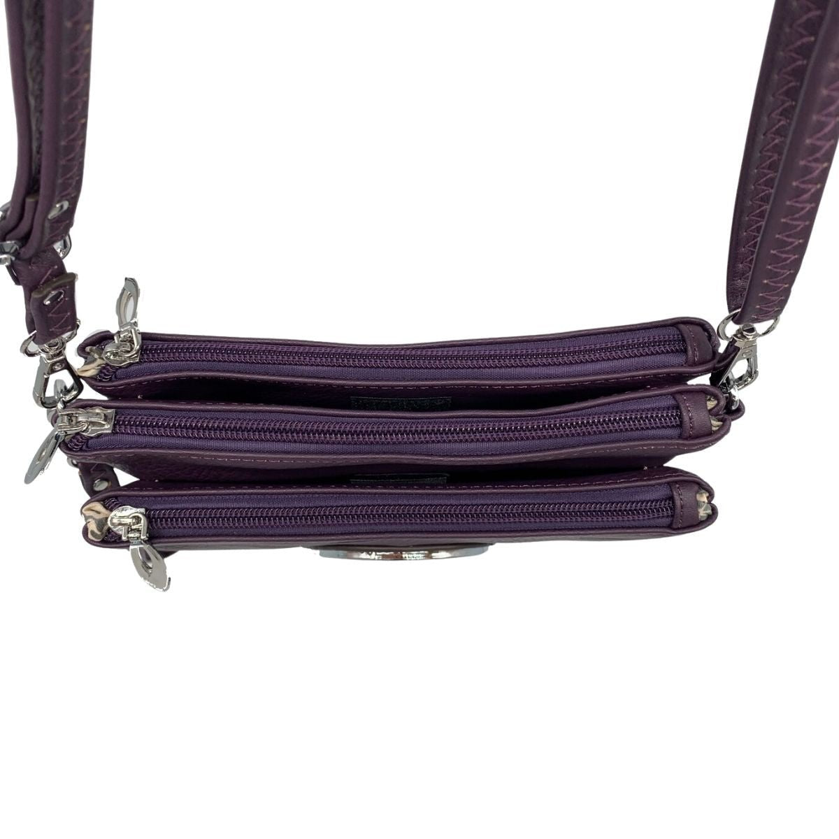 Celtic Tree of Life Tri Zip Pocket Bag - Dark Grey