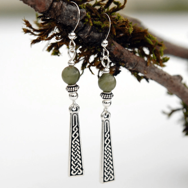 Celtic Wedge Knot with Connemara Marble - The Celtic Gift Store - Earrings