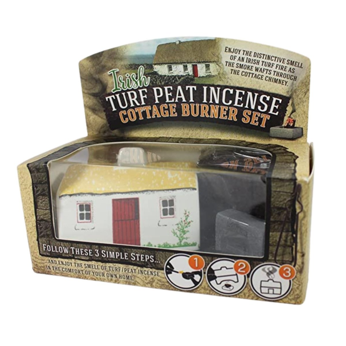 Ceramic Irish Cottage Turf Peat Incense Burner - The Celtic Gift Store - Candles, Wax Melts, Incense