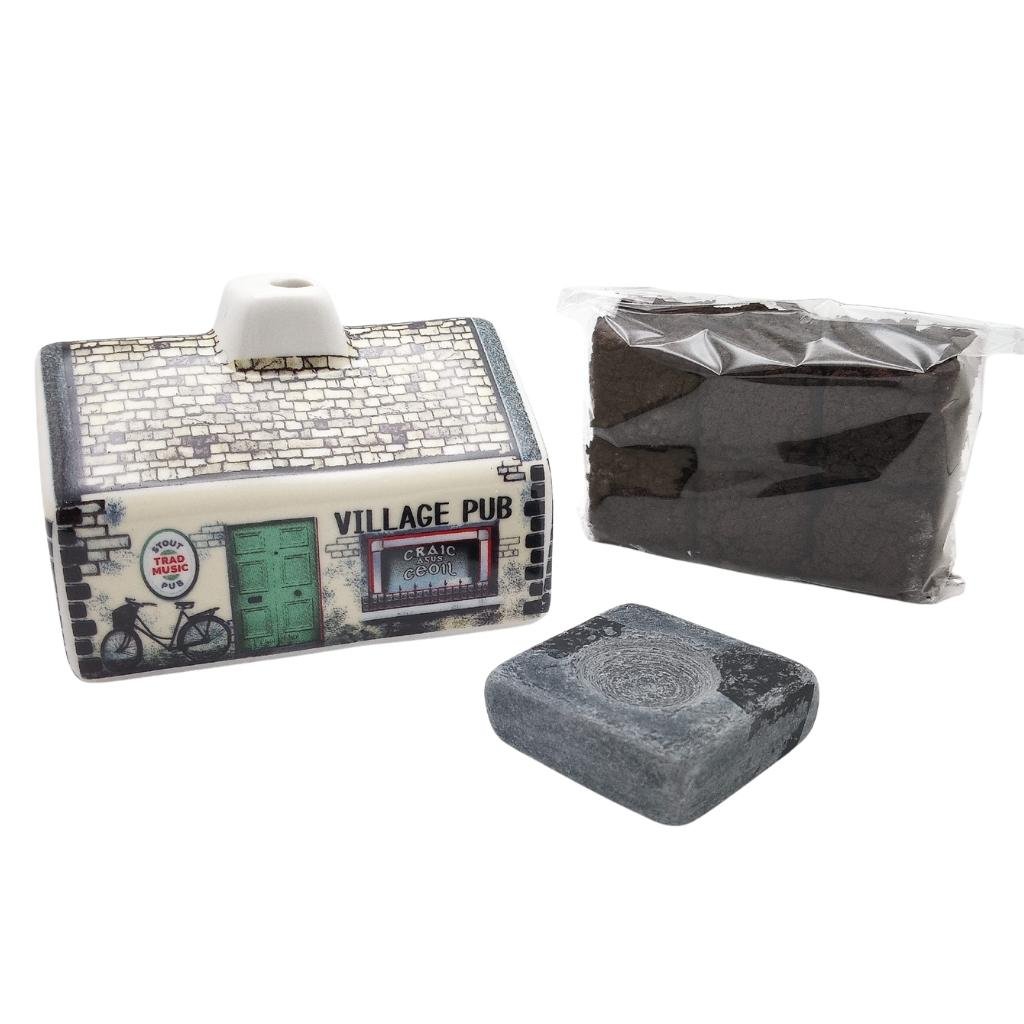 Ceramic Irish Pub Turf Peat Incense Burner