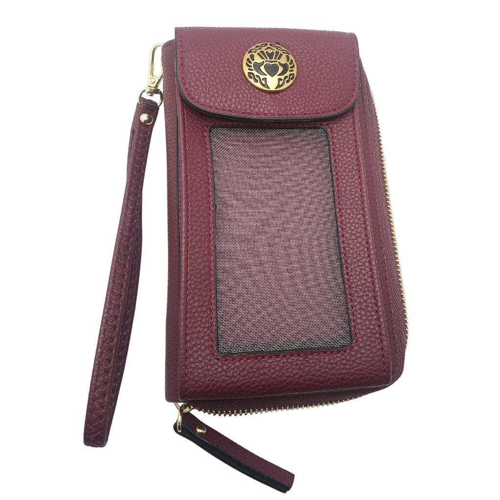 Claddagh Cell Phone Wristlet/Crossbody Bag- Red