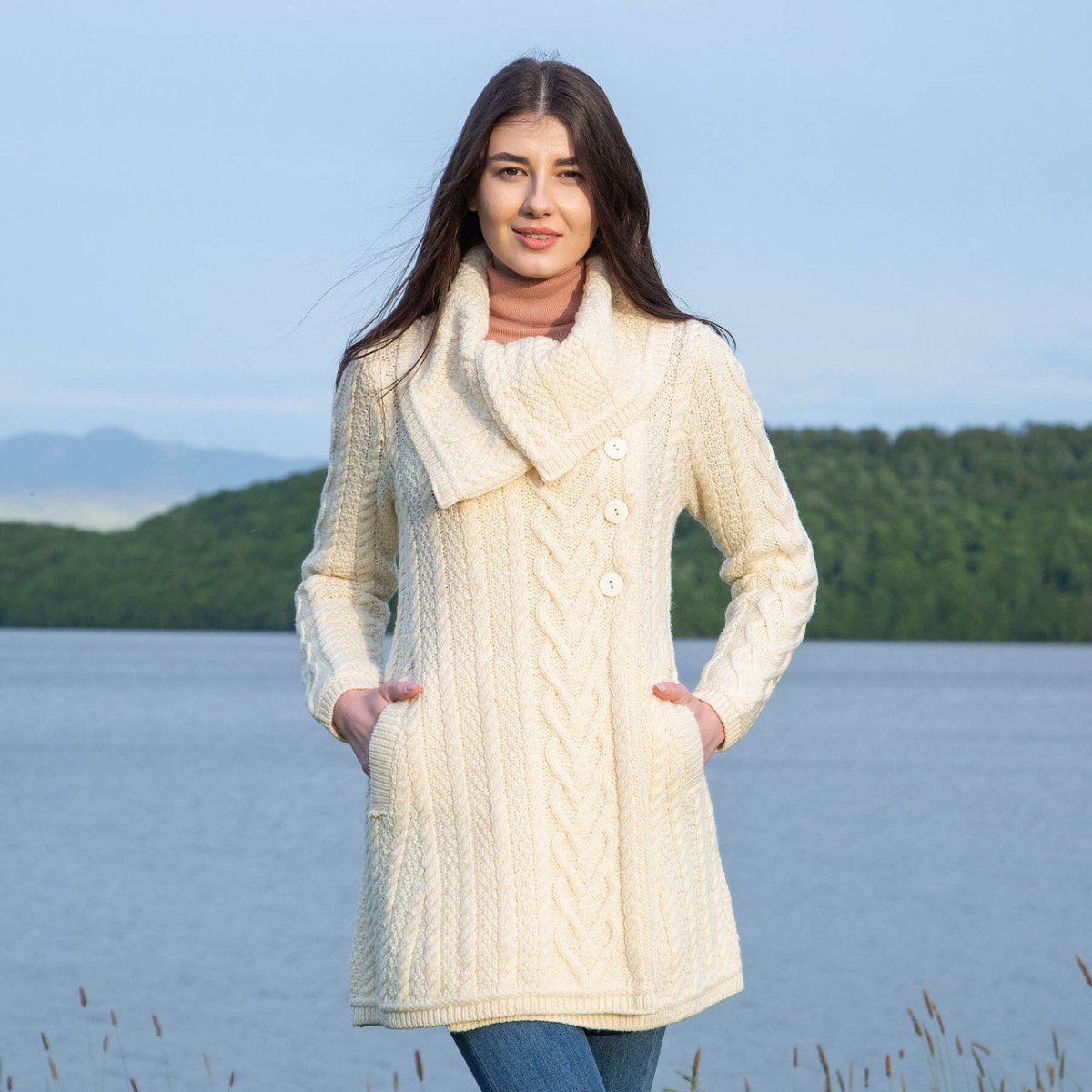 Classic Cable Coat - The Celtic Gift Store - 