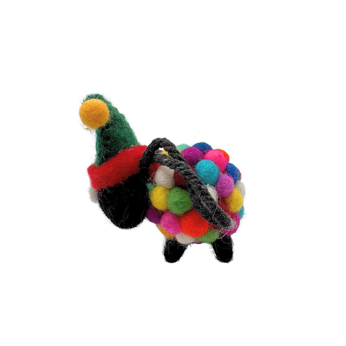 Collectible Felt Sheep - Multicolour Ornament with Elf Hat (Mini)