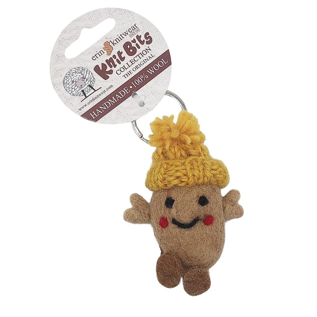 Collectible Knitted Potato Bobble Hat Keyring