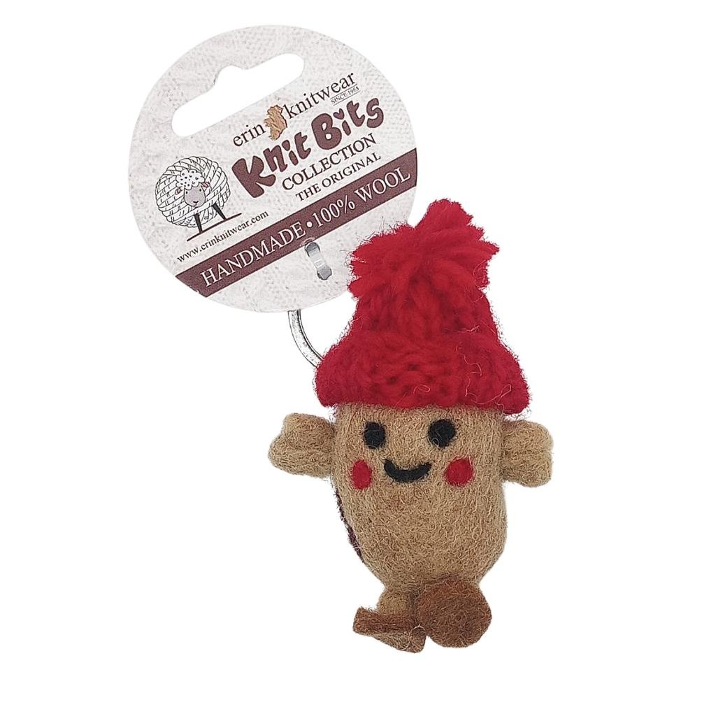 Collectible Knitted Potato Bobble Hat Keyring