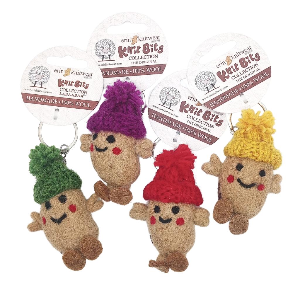 Collectible Knitted Potato Bobble Hat Keyring