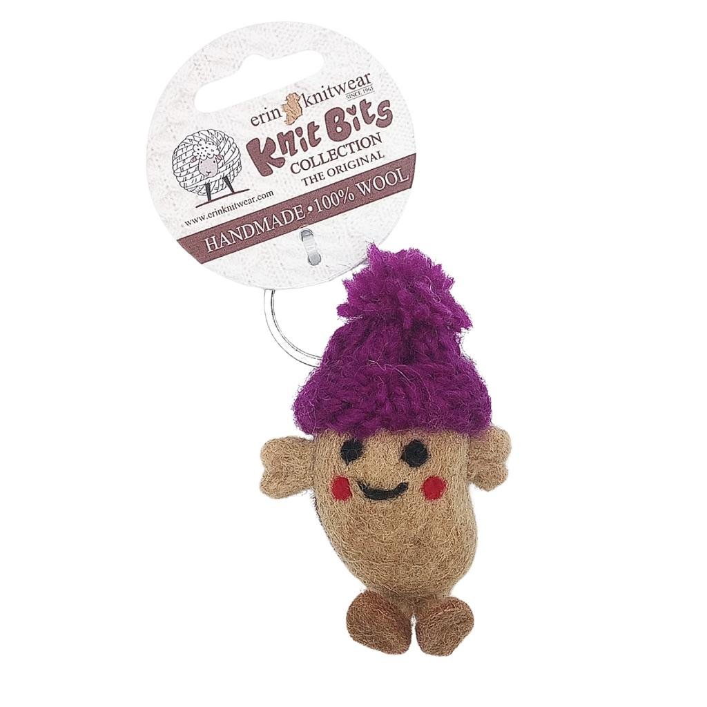 Collectible Knitted Potato Bobble Hat Keyring