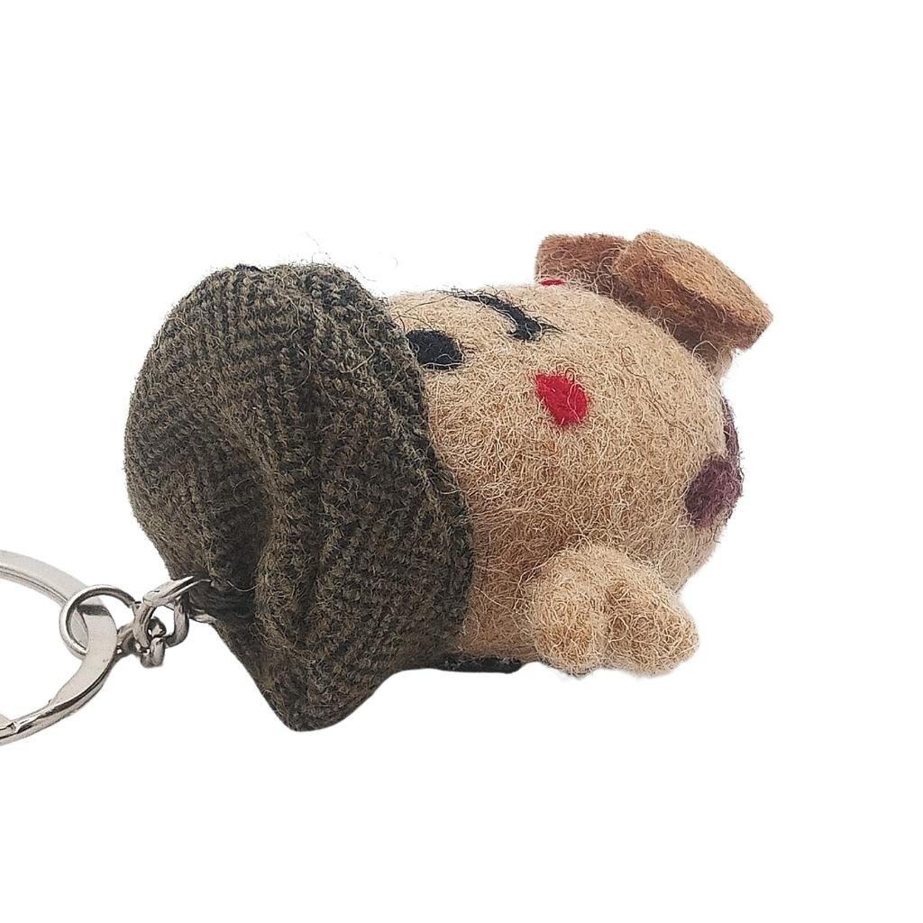 Collectible Knitted Potato Keyring - Green Flat Cap