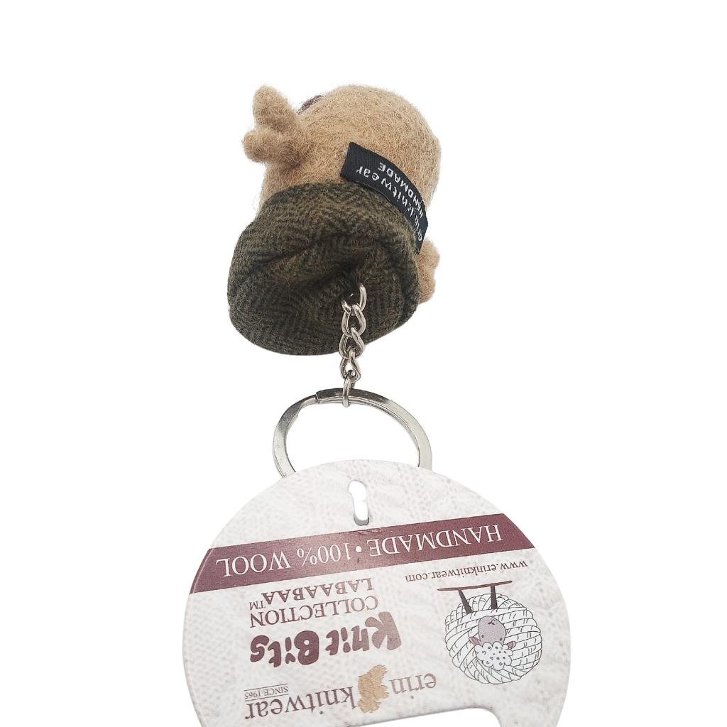 Collectible Knitted Potato Keyring - Green Flat Cap