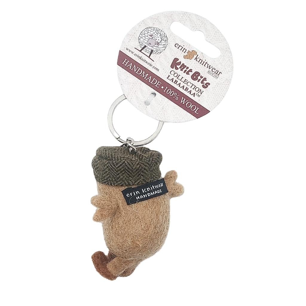 Collectible Knitted Potato Keyring - Green Flat Cap