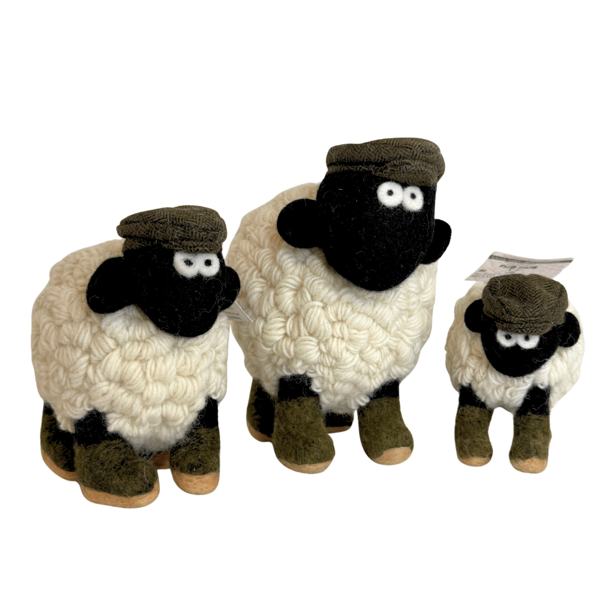 Collectible Knitted Sheep - Boots & Green Flat Cap (Extra Large) - The Celtic Gift Store - Decor