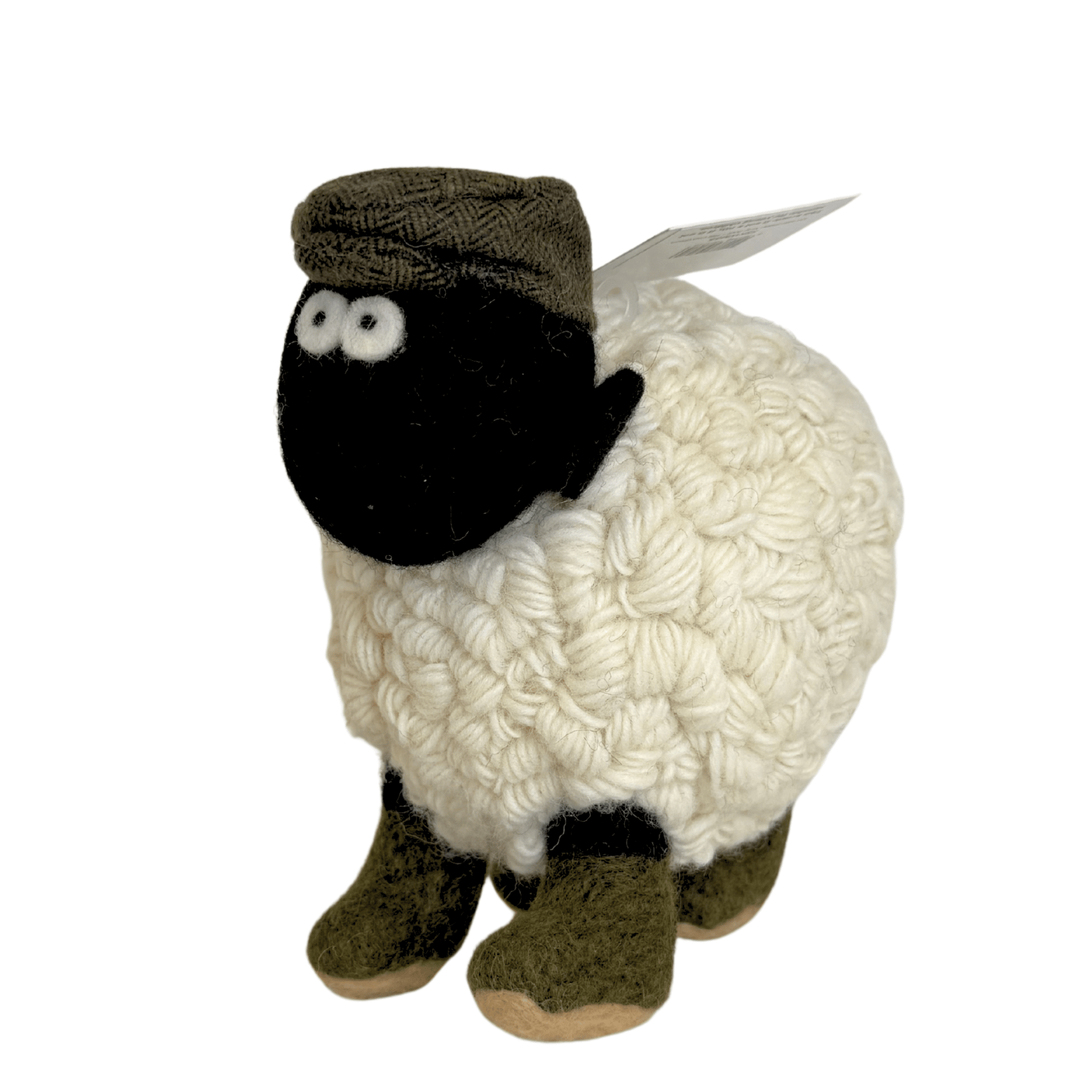 Collectible Knitted Sheep - Boots & Green Flat Cap (Extra Large) - The Celtic Gift Store - Decor