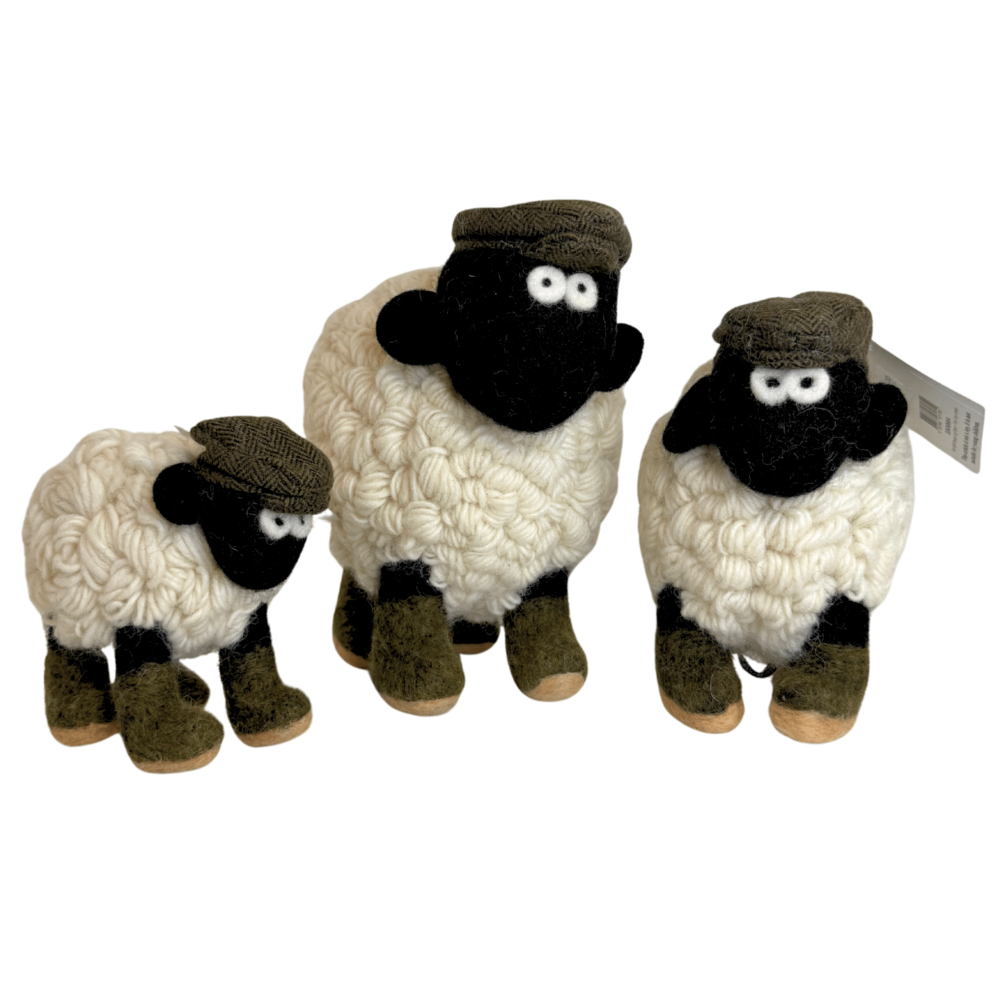 Collectible Knitted Sheep - Boots & Green Flat Cap (Extra Large) - The Celtic Gift Store - Decor