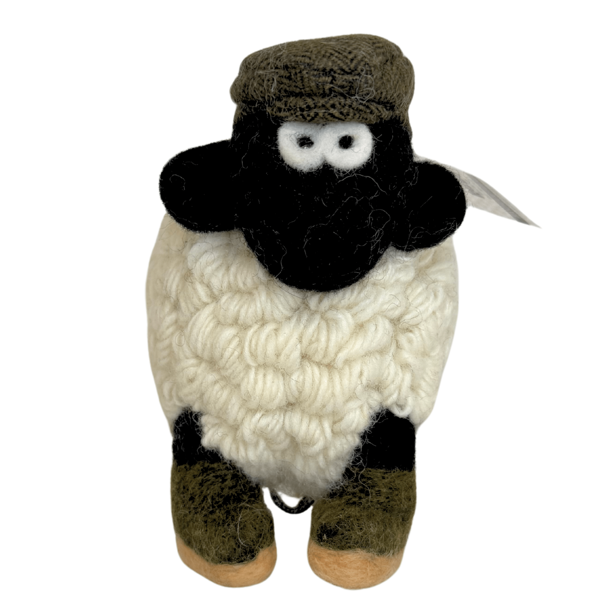 Collectible Knitted Sheep - Boots & Green Flat Cap (Large) - The Celtic Gift Store - Decor