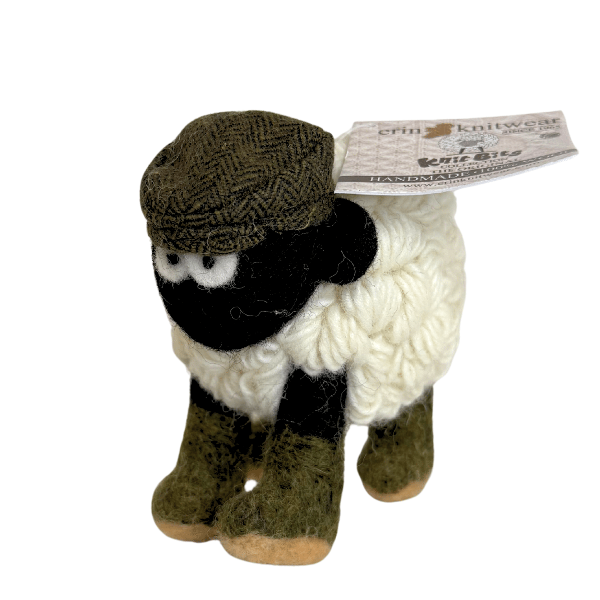 Collectible Knitted Sheep - Boots & Green Flat Cap (Medium) - The Celtic Gift Store - Decor
