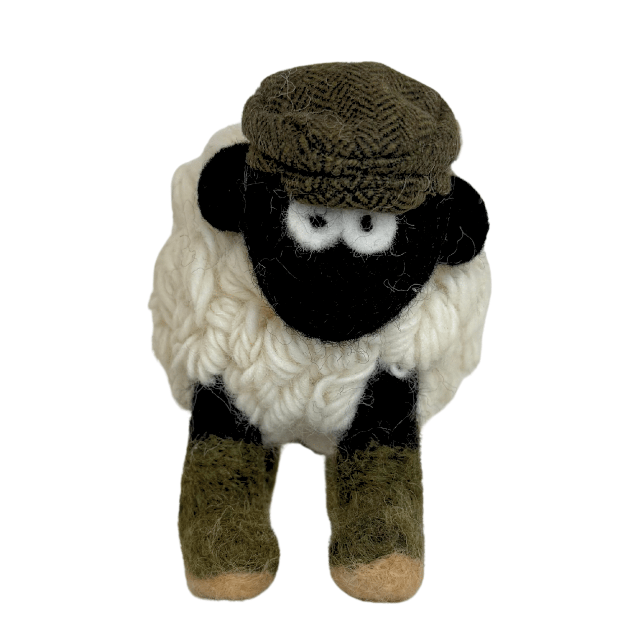 Collectible Knitted Sheep - Boots & Green Flat Cap (Medium) - The Celtic Gift Store - Decor