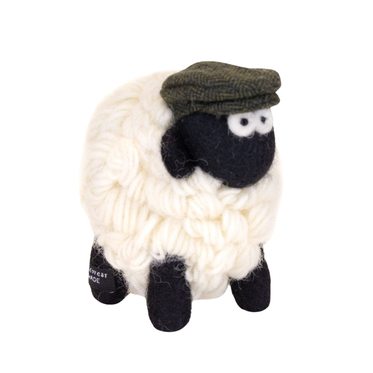 Collectible Knitted Sheep - Green Flat Cap (Medium)
